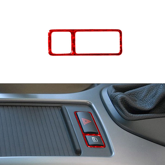 Red Carbon Fiber Control Frame for Hazard Warning System Trim for BMW X5 2000-06