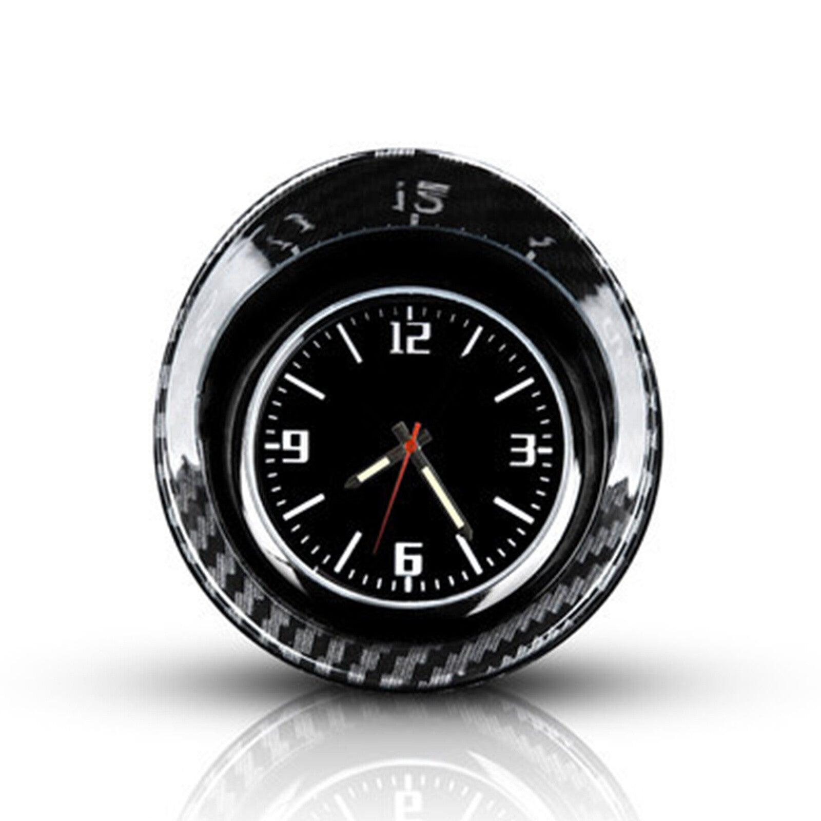 Pointer clock with luminous carbon fiber backlight for car dashboard interiors