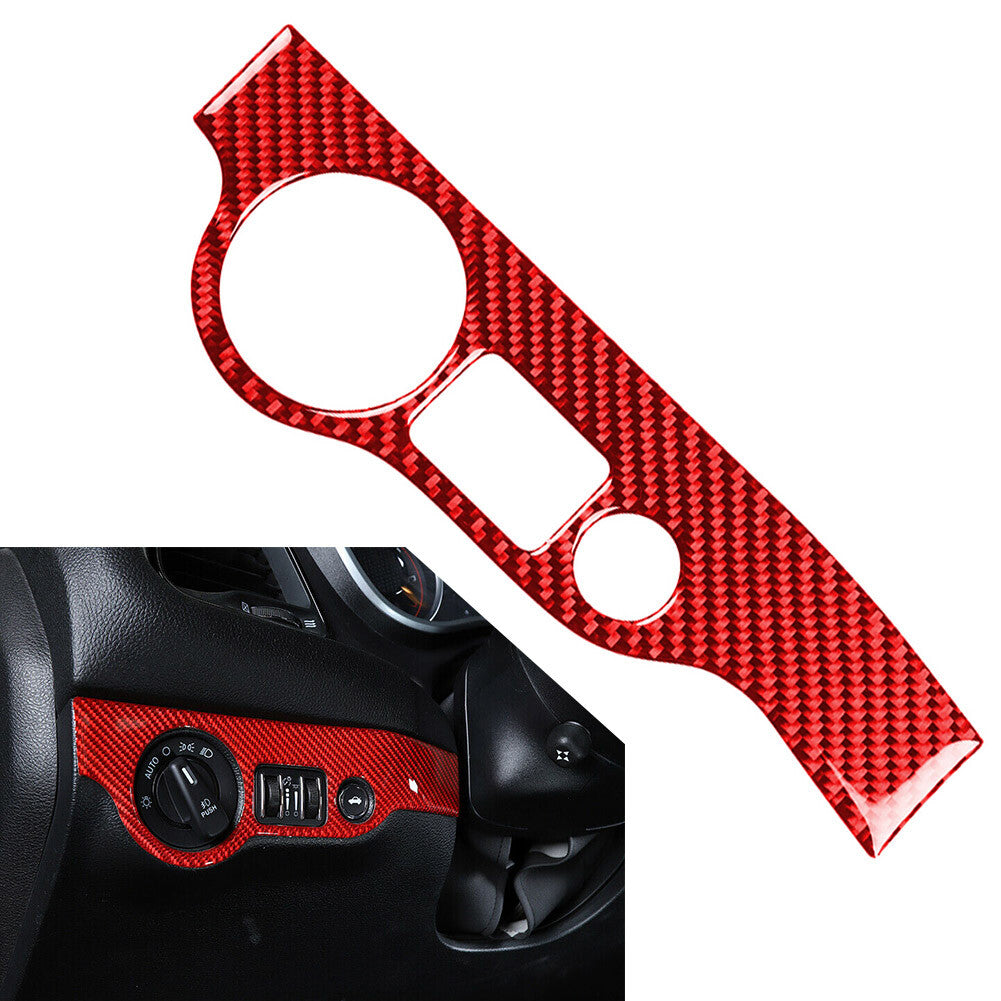 for Dodge Charger 2011-2020 Red Carbon Fiber Headlight Switch Panel Trim Cover
