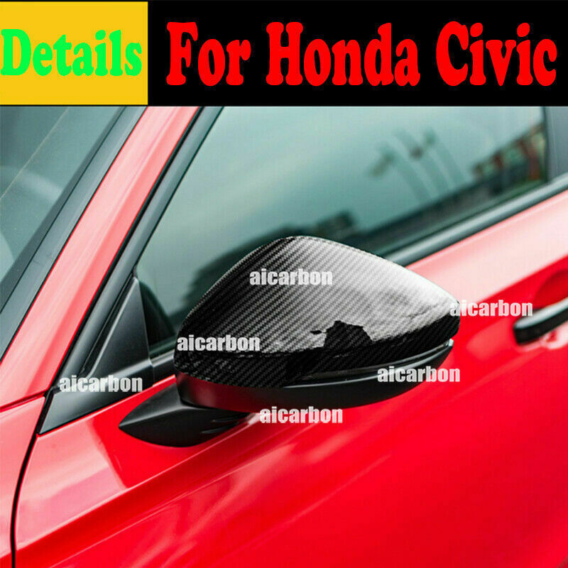 for Honda for Civic 2022 2023 Carbon Fiber Side Door RearView Mirror Cover Trims ABS