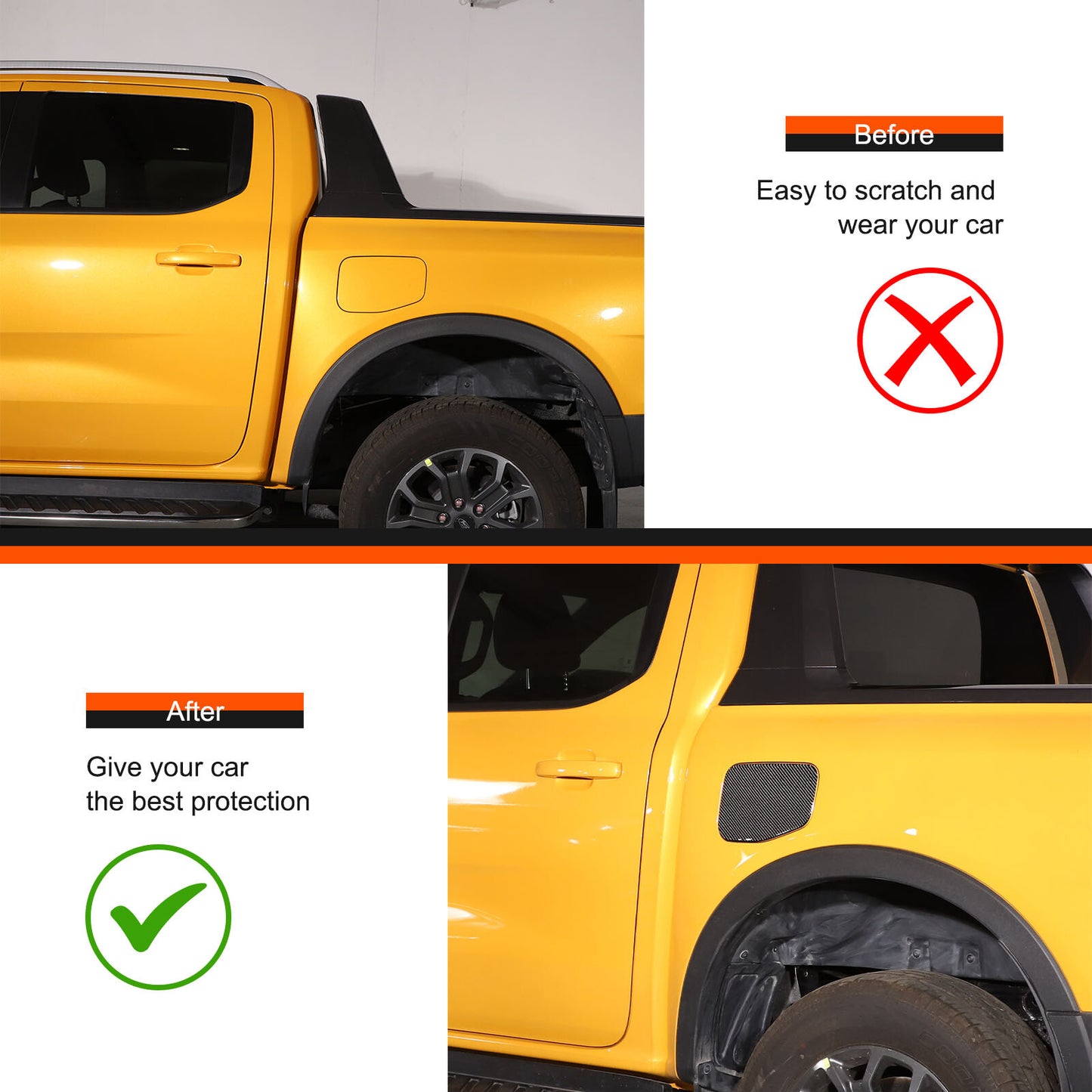 Carbon fiber fuel tank cap panel cover sticker for Ranger 2023-2024- n