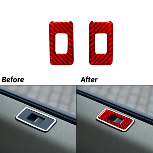 Red Carbon Fiber Rear Door Switch Trim for Land Rover Discovery Sport 2015-2019