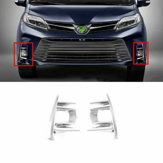 for Toyota for Sienna 2018-20 Chrome Front Fog Bumper Lamp Light Decor Cover Trim 2X