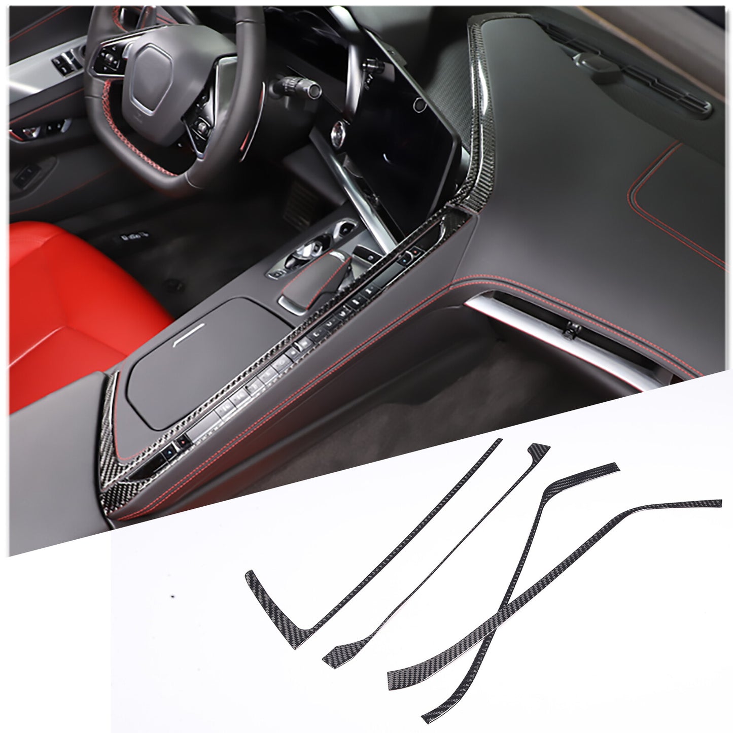 Carbon Fiber ABS Car Steering Wheel Frame Button Cover Trim for Kia K5 2021-2023- v