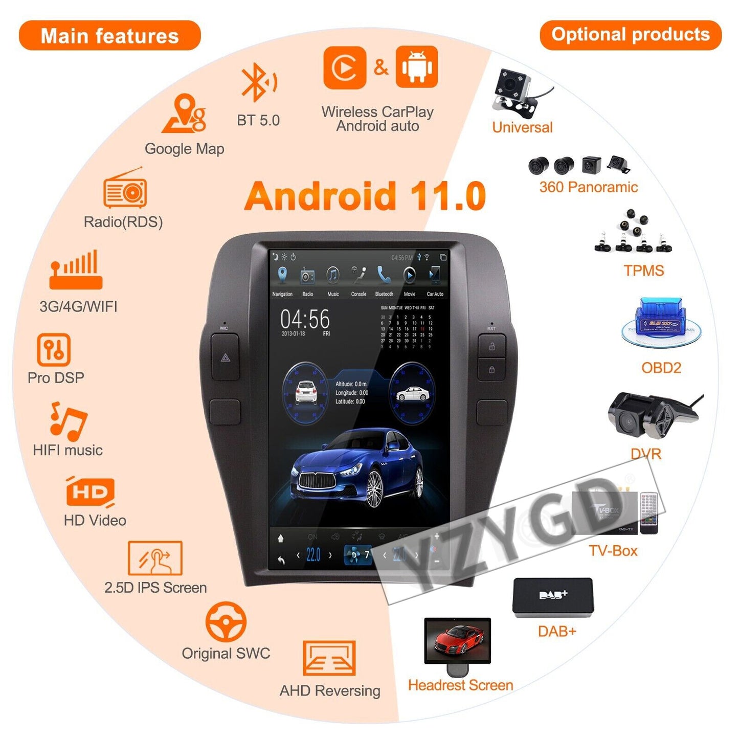 for Chevrolet Camaro 2010-2015 Car Radio Carplay Stereo Receiver 256GB Screen