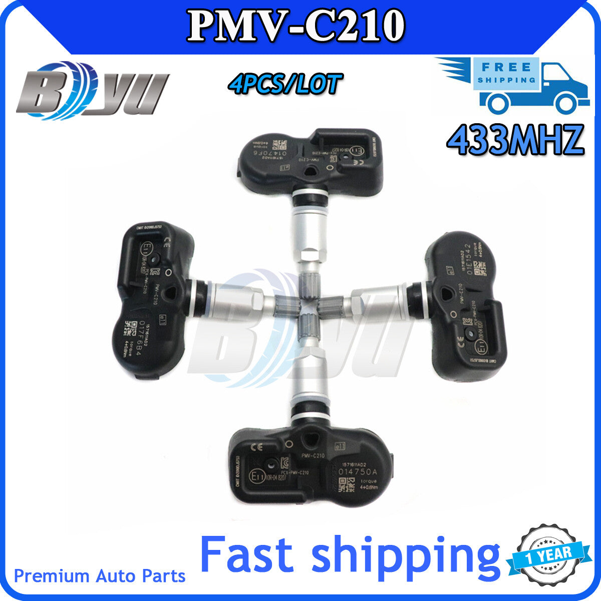 433 MHZ 4pcs PMV-C210 Tire Pressure Monitor Sensor TPMS for Toyota RAV 4 IV 2014