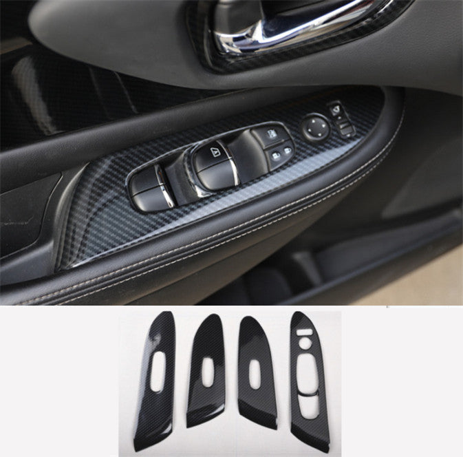 4X ABS Carbon Fiber Inner Window Switch Panel Cover Trim for Nissan Murano 15-24