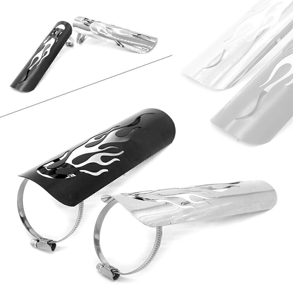 Universal Motorcycle Chrome Exhaust Muffler Pipe Heat Shield Cover Heel Guard