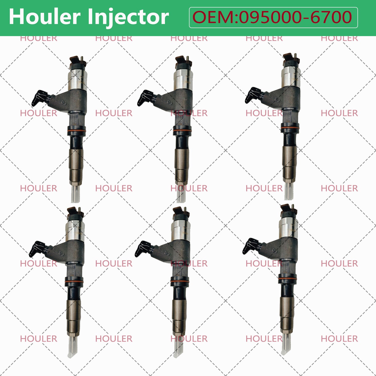 6X Fuel Injector 095000-6700 for HOWO Sangyong WD615