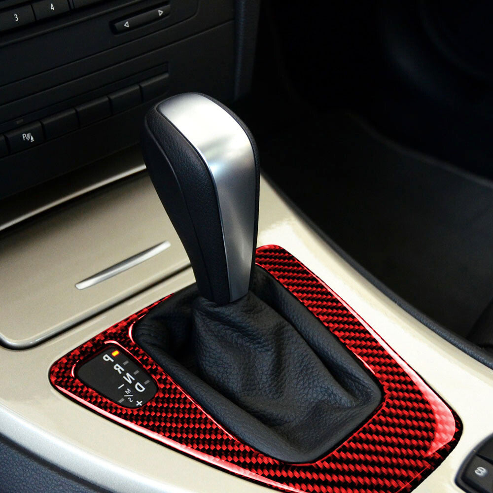 Red Carbon Fiber Interior Gear Shift Box Trim for BMW 3 Series E90 E92 2005-2012