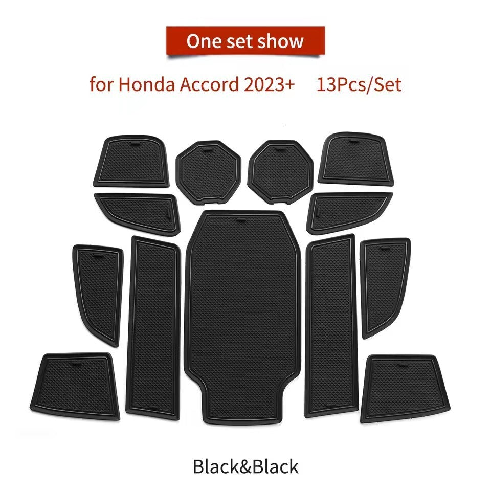 Anti-Slip Gate Slot Mat for Honda Accord 2023 Door Groove Pad Cup Holder black