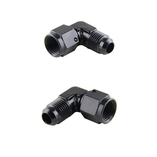 2PCS AN6 Female to 6AN Male 90 Degree Flare Swivel Hose Fitting Adapter Black