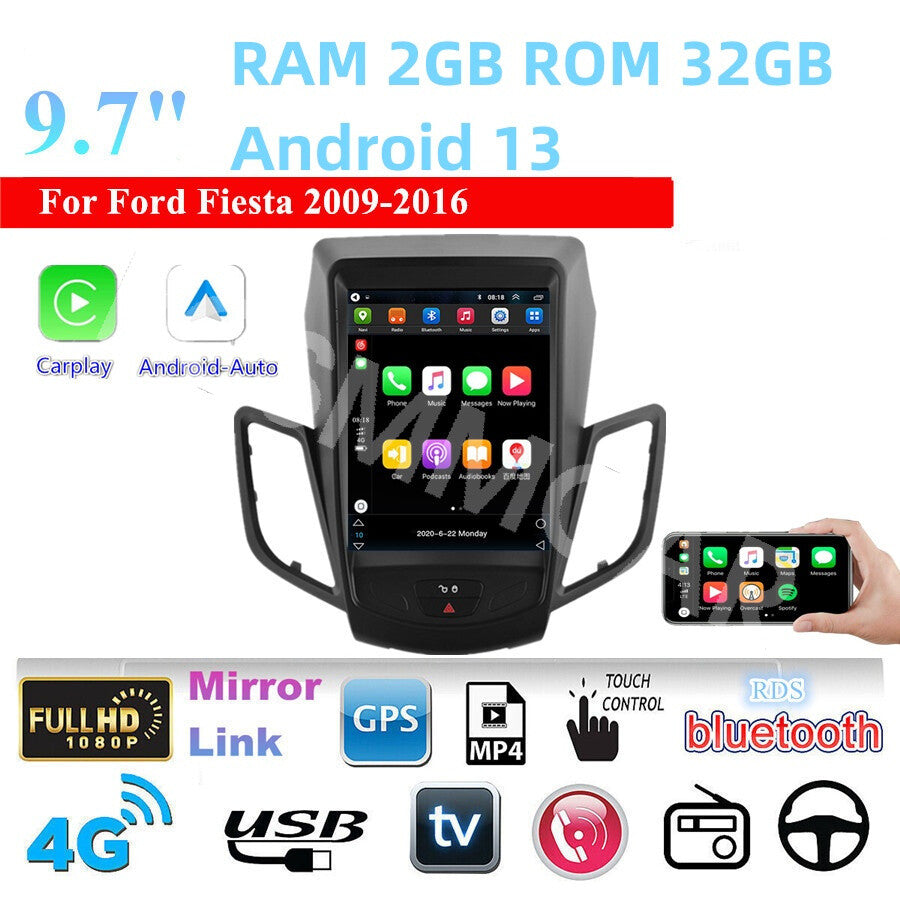 Fit for Ford Fiesta 2009-2016 Android 13 Touch Screen Car Radio Stereo BT 2+32GB