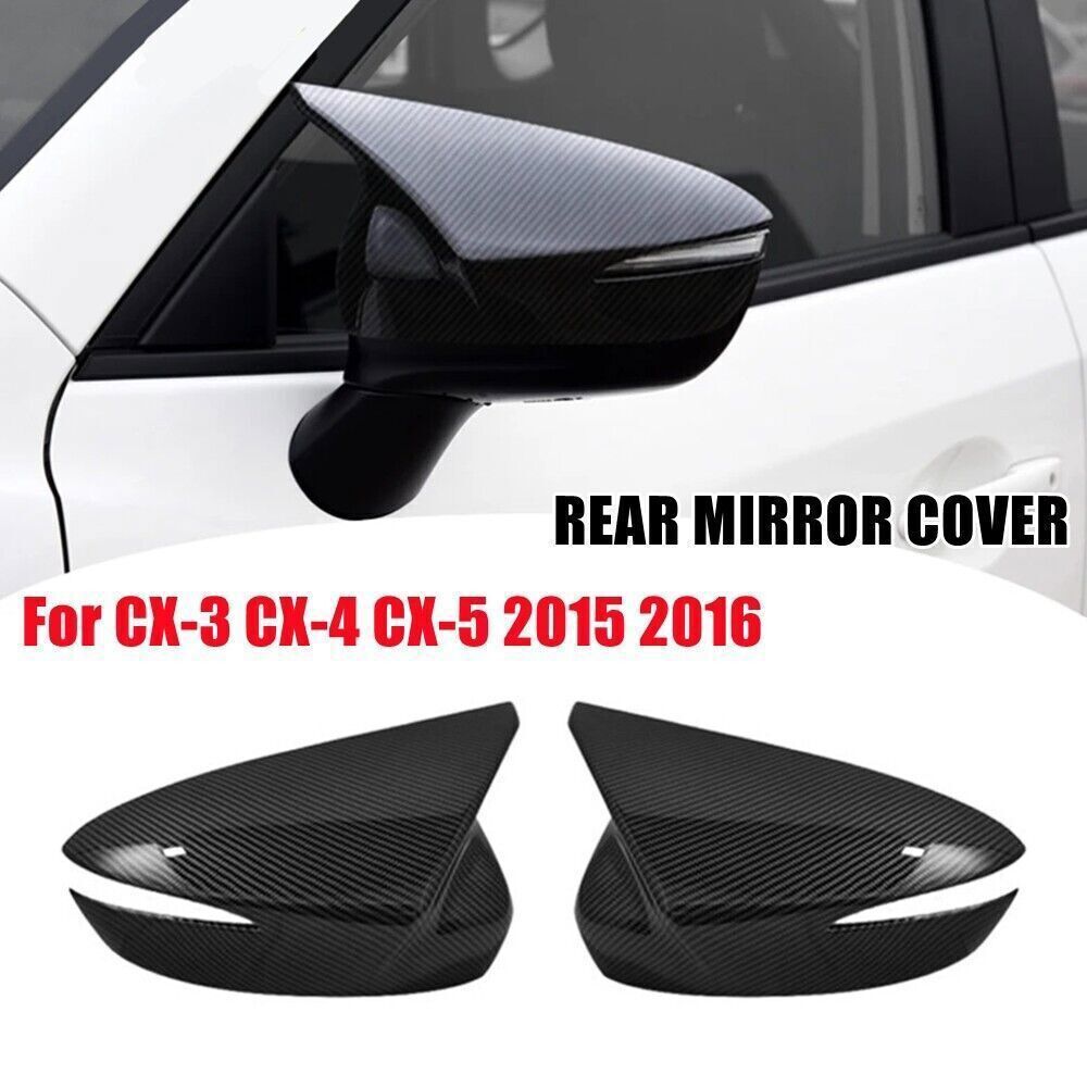 2P Carbon Fiber OX Horn Side Rear View Mirror Cover Trim for Mazda CX-3 2016-21