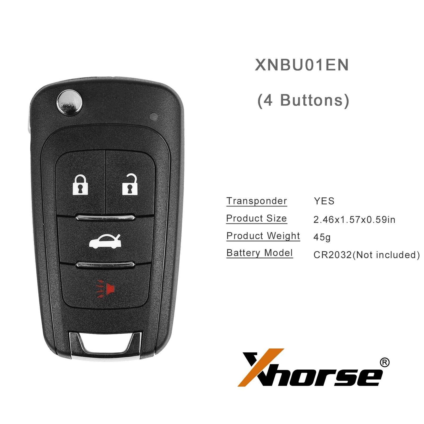 XNBU01EN Wireless Remote Key for Buick Flip 4 Buttons For VVDI Key Tool