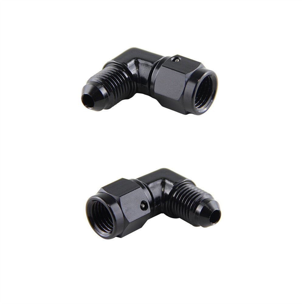2PCS AN4 Female to 4AN Male 90 Degree Flare Swivel Hose Fitting Adapter Black