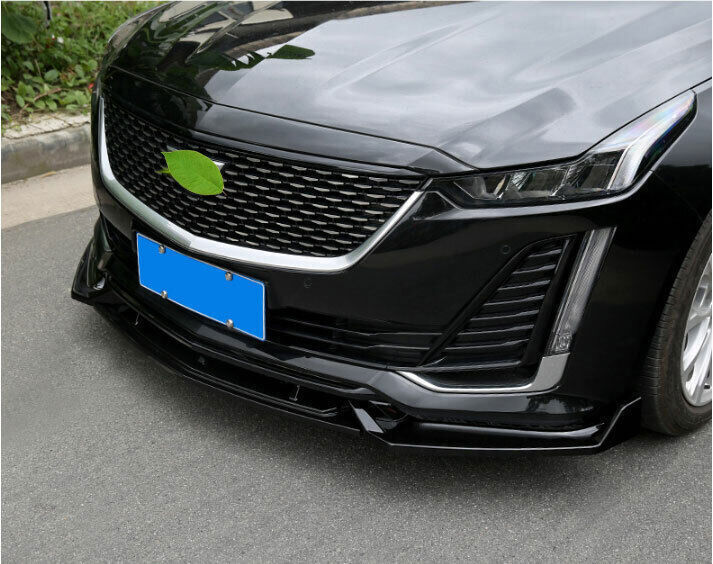 Front Bumper Lip Spoiler Bodykit Refit Black 3P Fit for Cadillac CT5 2020-2024