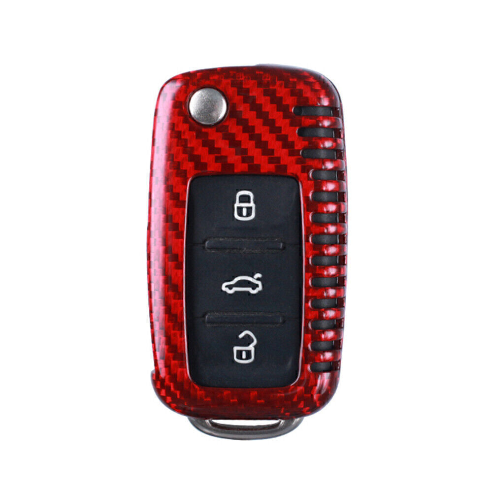 Red Carbon Fiber Remote Key Shell Cover Case Fit for VW for Golf R32 for Jetta Rabbit Q