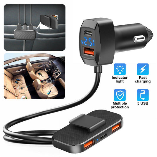 5-Port 5V/6.2A 31W USB Car Charger Cigarette Lighter Socket Charging Adapter