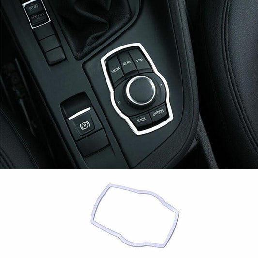 for BMW X1 2016-2021 Silver Aluminum Console Multimedia Knob Button Frame Decor