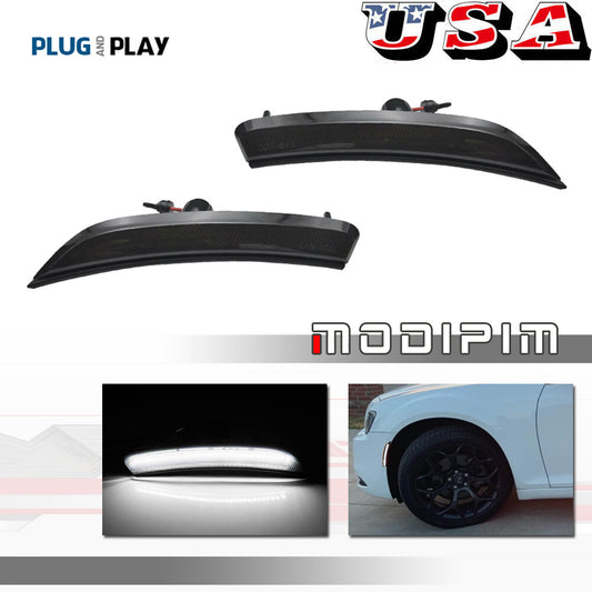 [Plug and Play] Smoked Lens with White Front Marker Light for 2015-17 for Chrysler 200