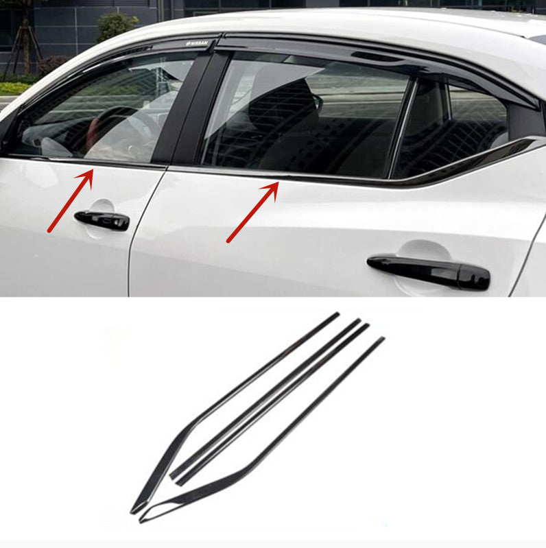20-24 Black Titanium Car Window Bottom Strip Cover For Sentra Trim 4PC N n