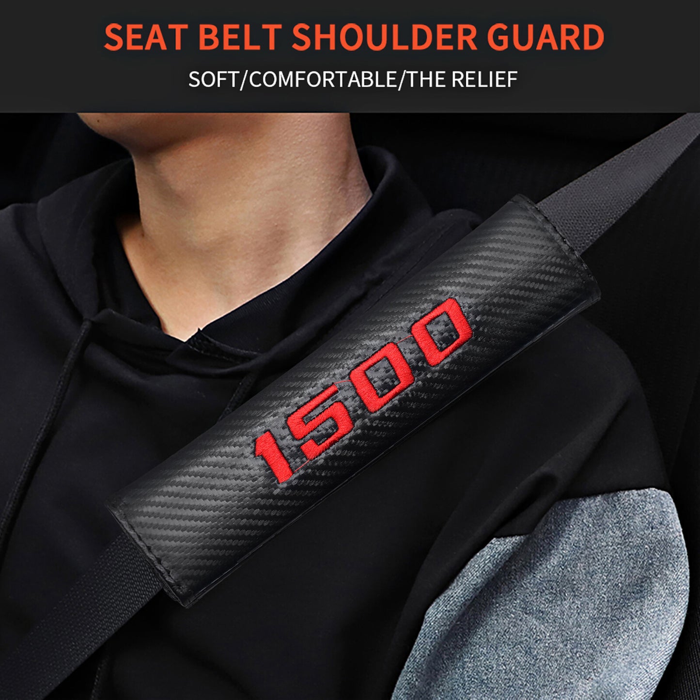 2X Red Embroider for Seat Belt Shoulder Pads Cover for Dodge for Ram 1500 Accessories Q