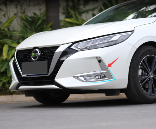 Chrome Front Bumper Fog Light Lamp Cover Trim for Nissan Sylphy Sentra 2020-2022