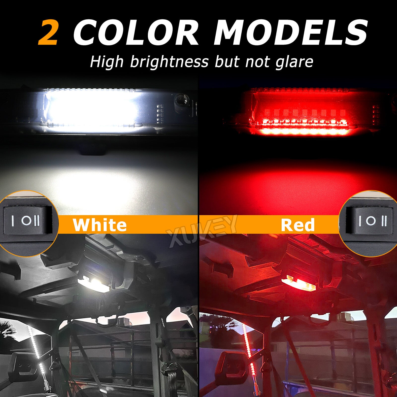 Universal Roll Bar Mount LED Dome Light White Red for Polaris RZR for Golf UTV ATV