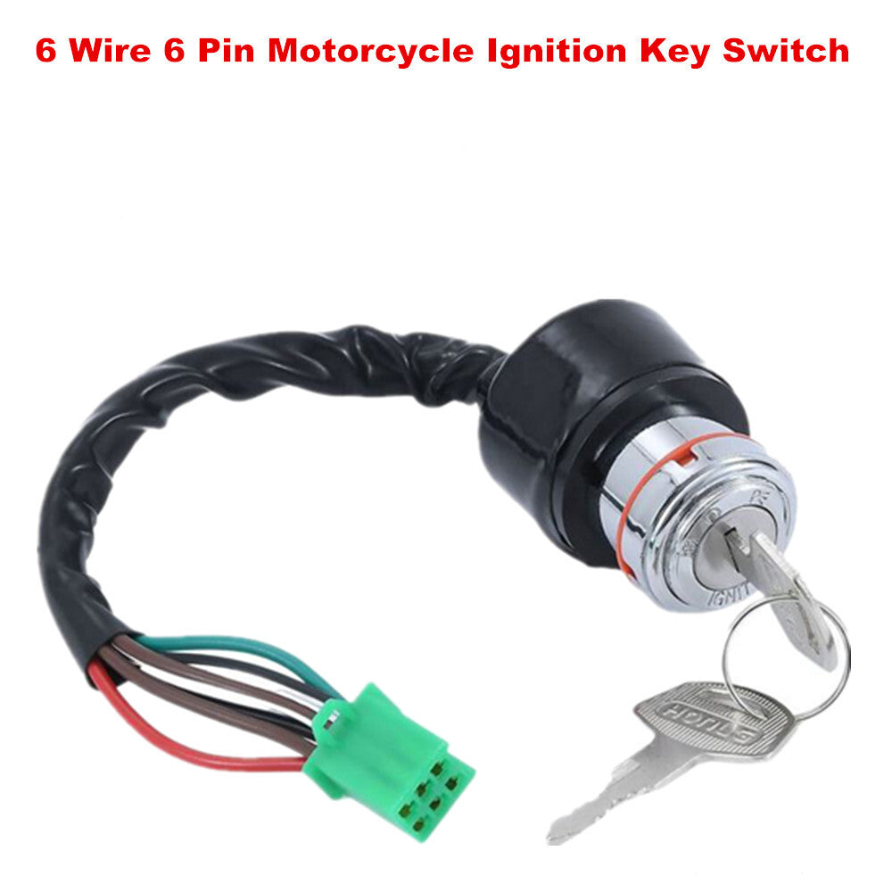 6-pin, 6-wire universal ignition key switch for motorcycles and off-road bicycles with 2 buttons - n