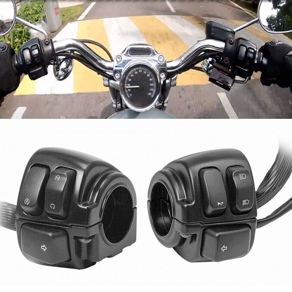 Motorcycle 1 25mm Handlebar Control Switch with Wiring for Harley Black n
