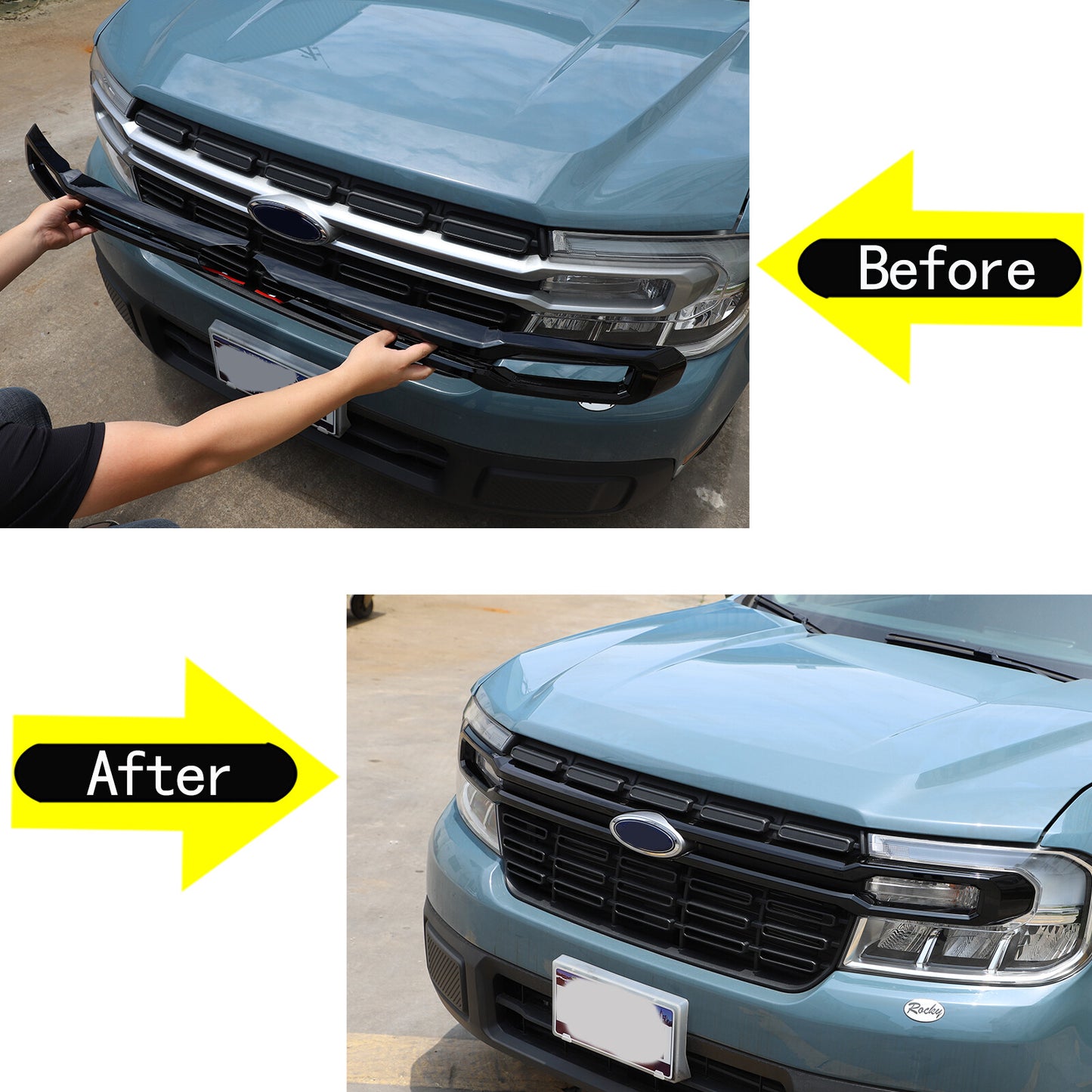 Gloss black front center grille cover trim suitable for the  for ford  Maverick 2022 - 2023
