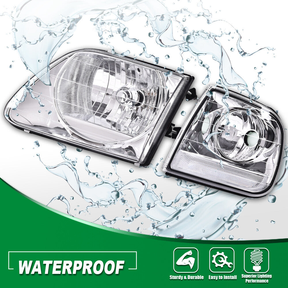 for CHRome housing headlight clear corner fits for 97-03 F150 97-02 Expedition- v