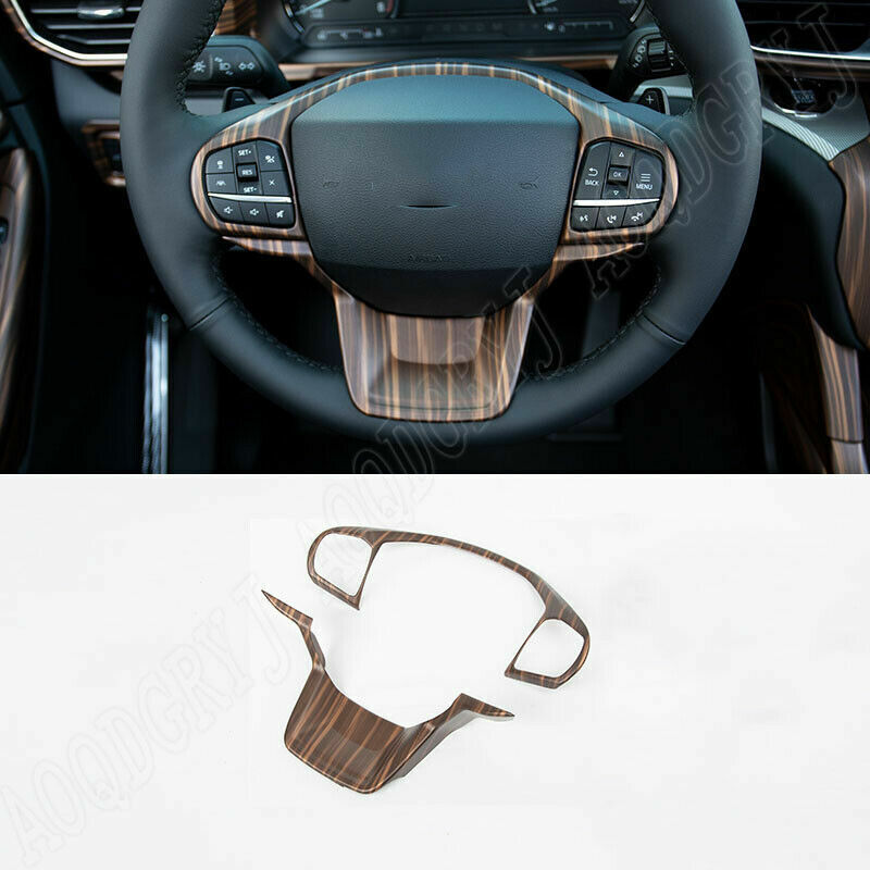2p  for ford  Explorer 2020-2021 ABS Wood Grain Steering Wheel Frame Cover Trim
