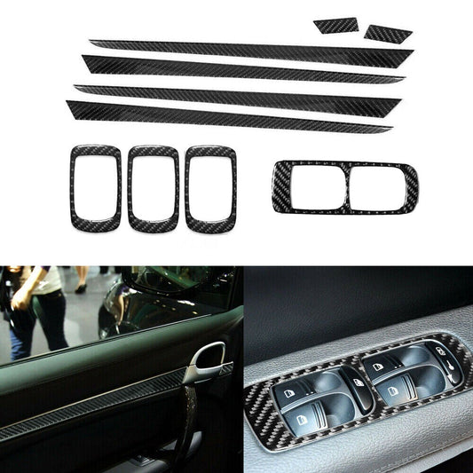 10pcs Carbon Fiber Door's Decorative Cover Trim for Cayenne 03-10 Hot n