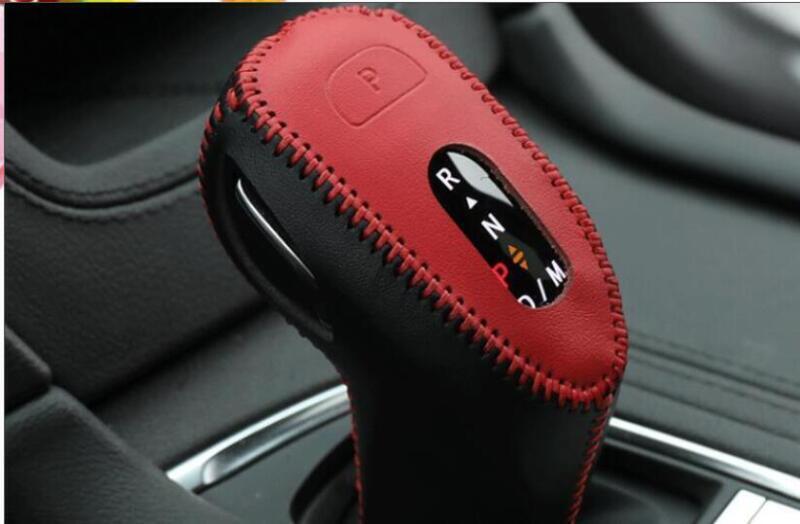 Car for Cadillac XT5 20-22 Red-Black Leather Gear Shift Knob Shifter Lever Trim