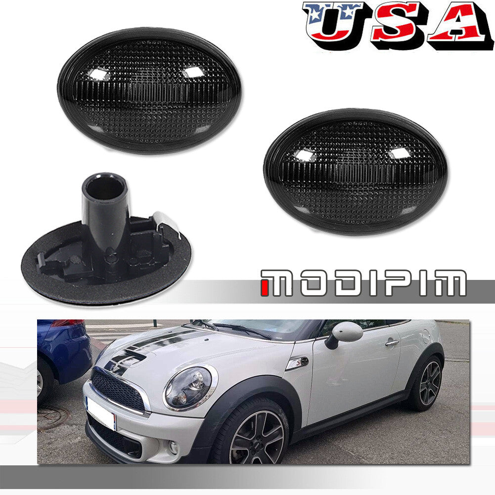 Suitable for 07-15 for Mini Cooper R55 R56 R57 R58 R59 smoked black lens side marker light 2X- v