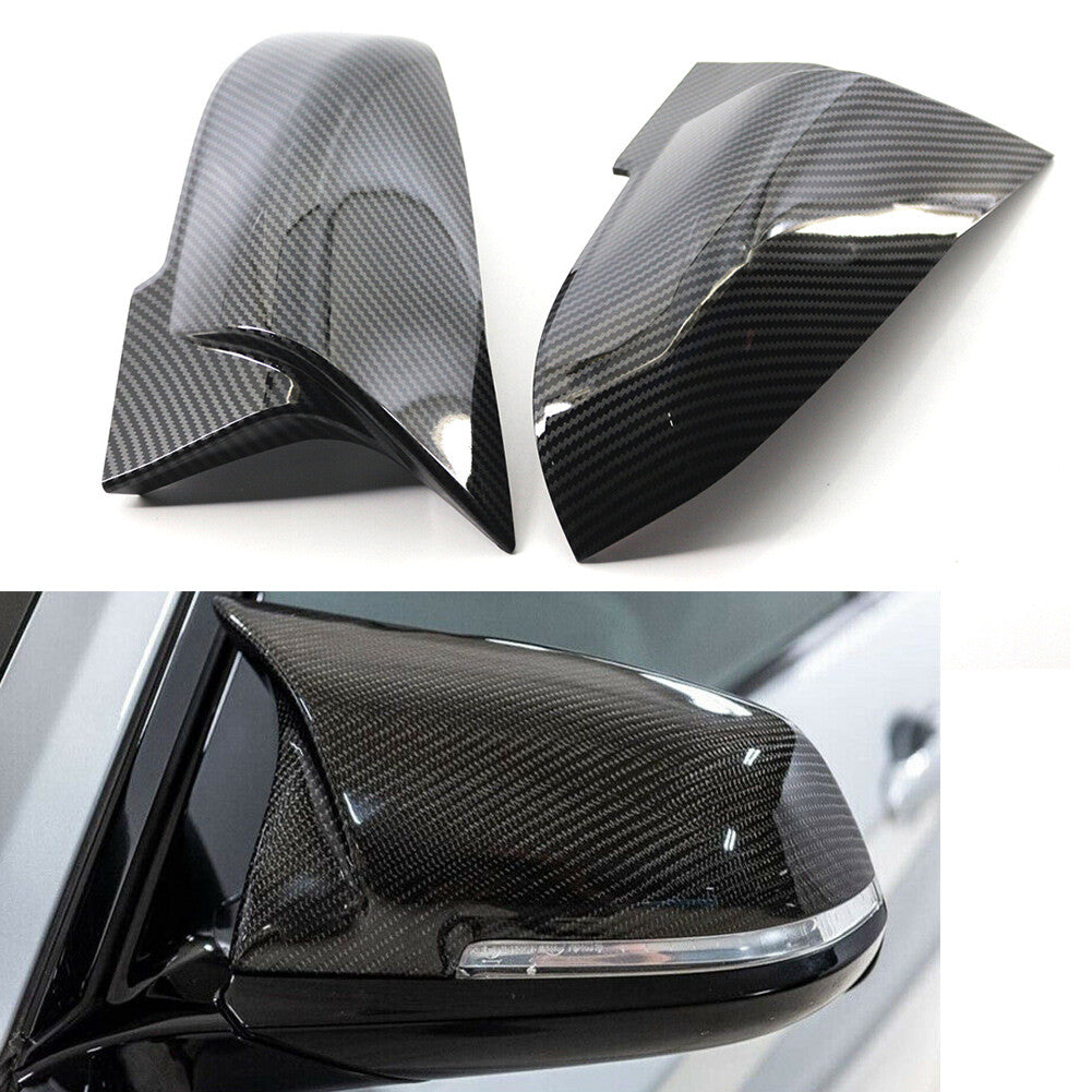 Pair Rearview Mirror Cover Caps for BMW 1 2 3 4 Series X1 M2 I3 I3S Carbon Fiber