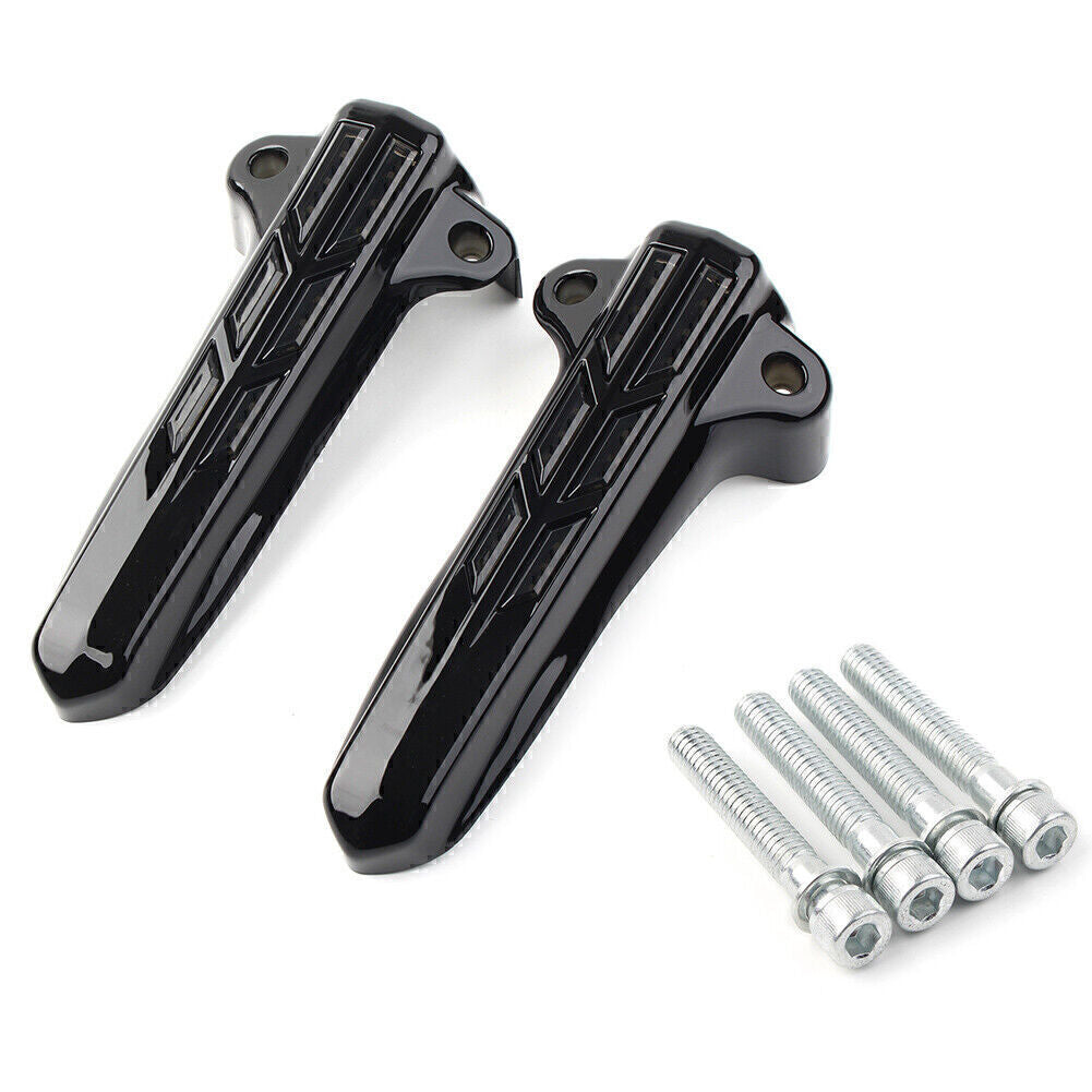 for Harley FLHR FLHTK FLHX '2014-'20 Black Front Fork Leg Covers LED Smoke Light