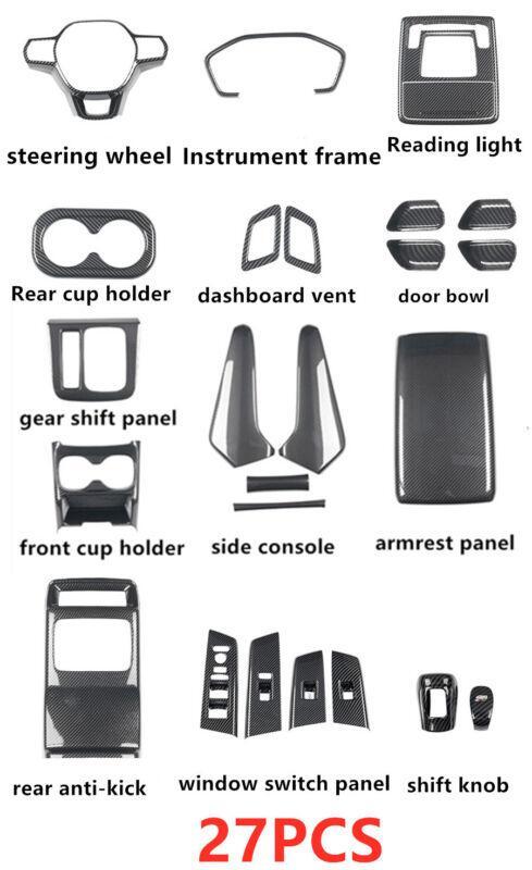 27PCS Carbon Fiber Car Interior Kit Cover Trim Decor for Honda CRV for CR-V 2023 24