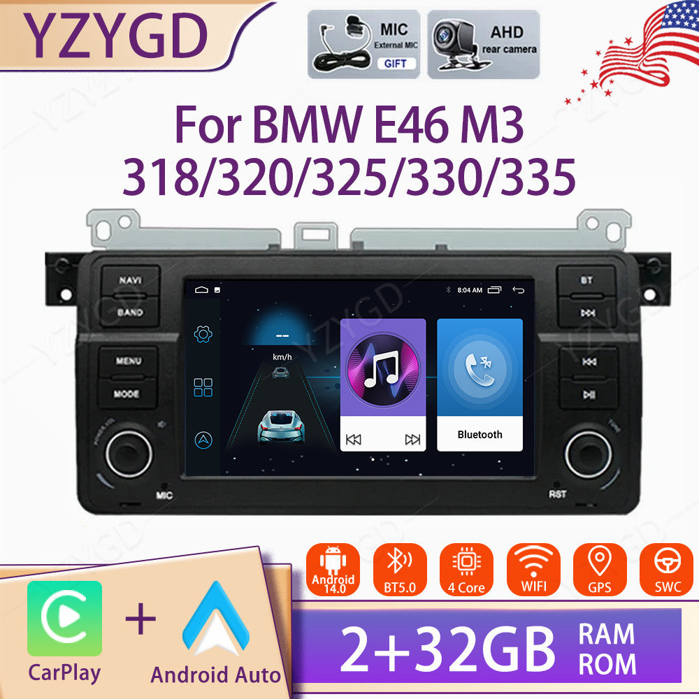 for BMW E46 M3 318/320/325/330/335 Stereo Car Radio 7Android CarPlay GPS NAVI