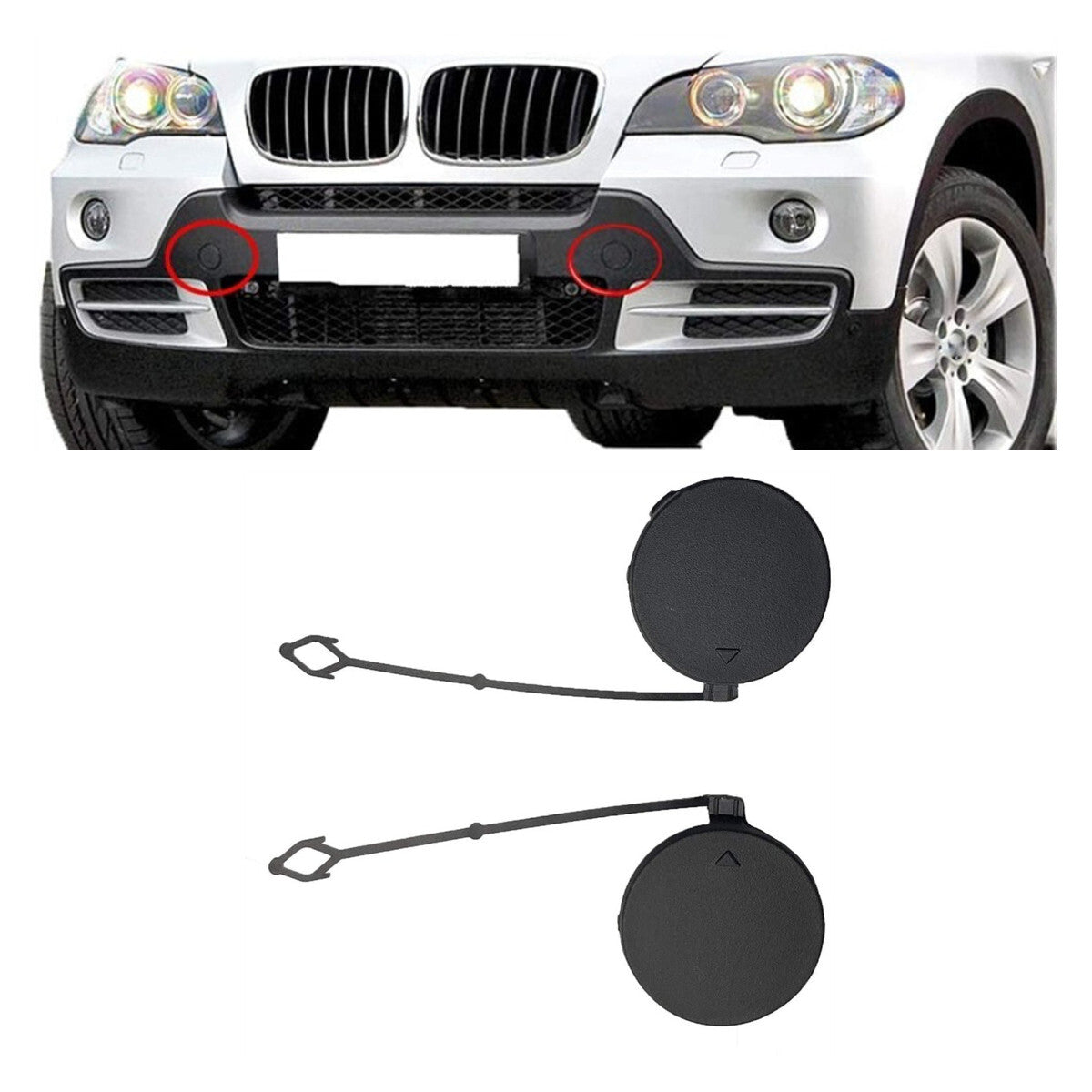 Front Bumper Tow Hook Cover Caps For 2006-10 for BMW for X5 E70 51117159589; 51117159590 Q