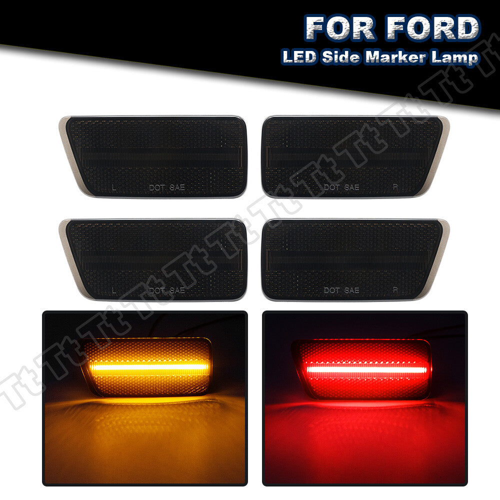 Smoked LED Front and Rear Bumper Side Marker Lights for 2021-24 for Mustang Sport 4pcs - v