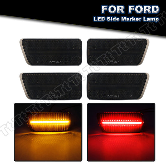 Smoked LED Front and Rear Bumper Side Marker Lights for 2021-24 for Mustang Sport 4pcs - v