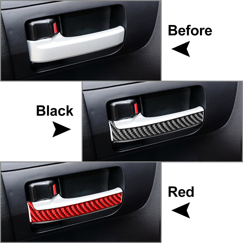for Toyota Tundra 14-21 4 Pcs Carbon Fiber Interior Door Handle Panel Cover Trim
