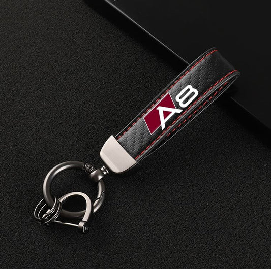 Carbon fiber leather black car keychain/key ring for Scania K250 K280 K310 K490