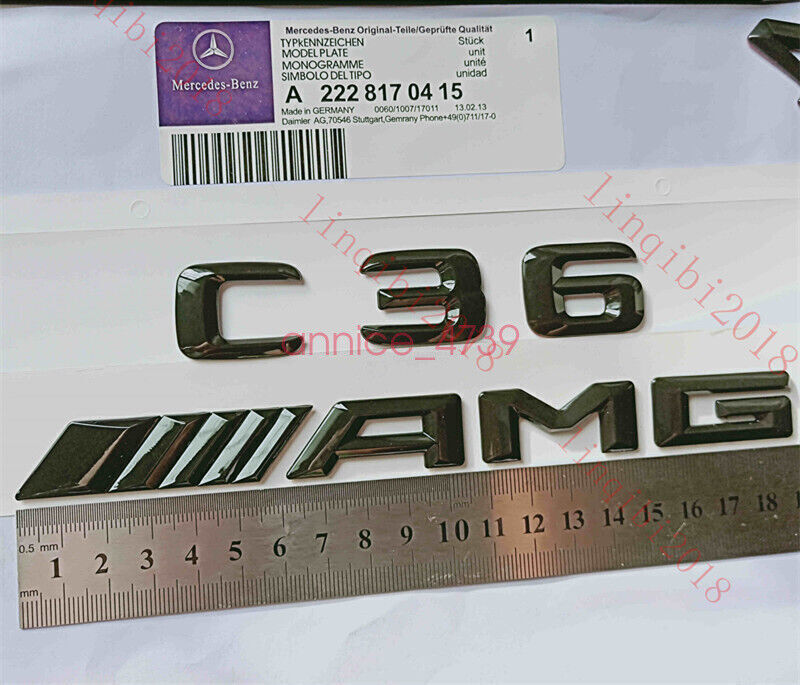 Glossy Black 3D Numerical Letter Trunk Badge for C36 AMG