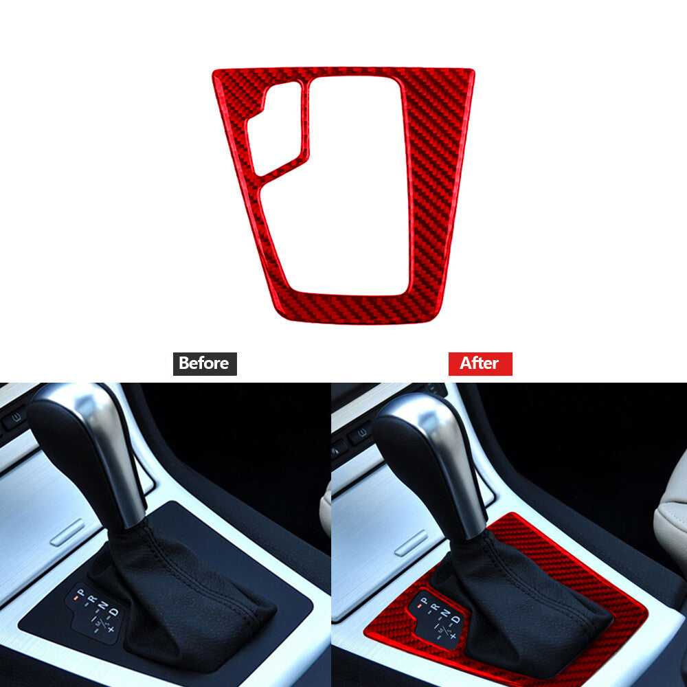 Red Carbon Fiber Gear Shift Trim for BMW X3 2004-2010