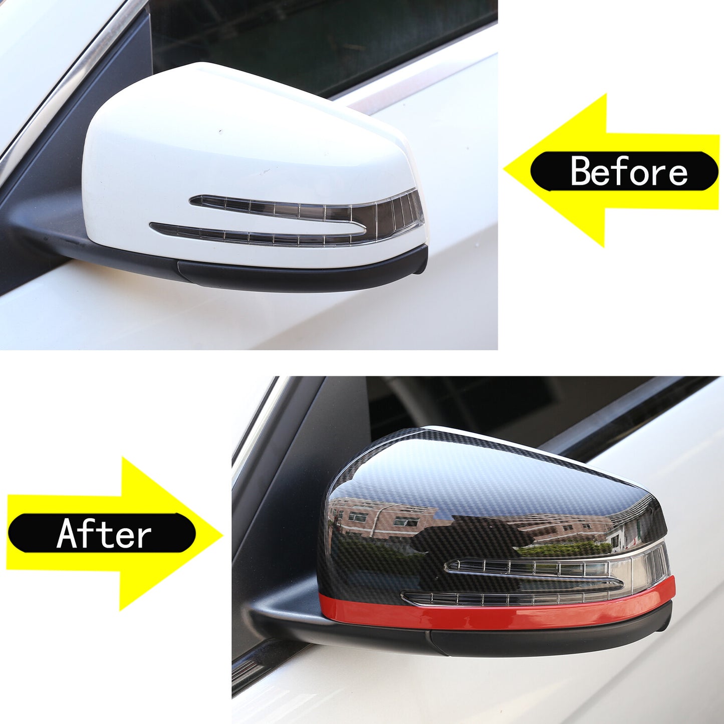 Carbon fiber red side mirror covers suitable for A6, B6, C6, E6, CLA, GLK, GLA-Class. n