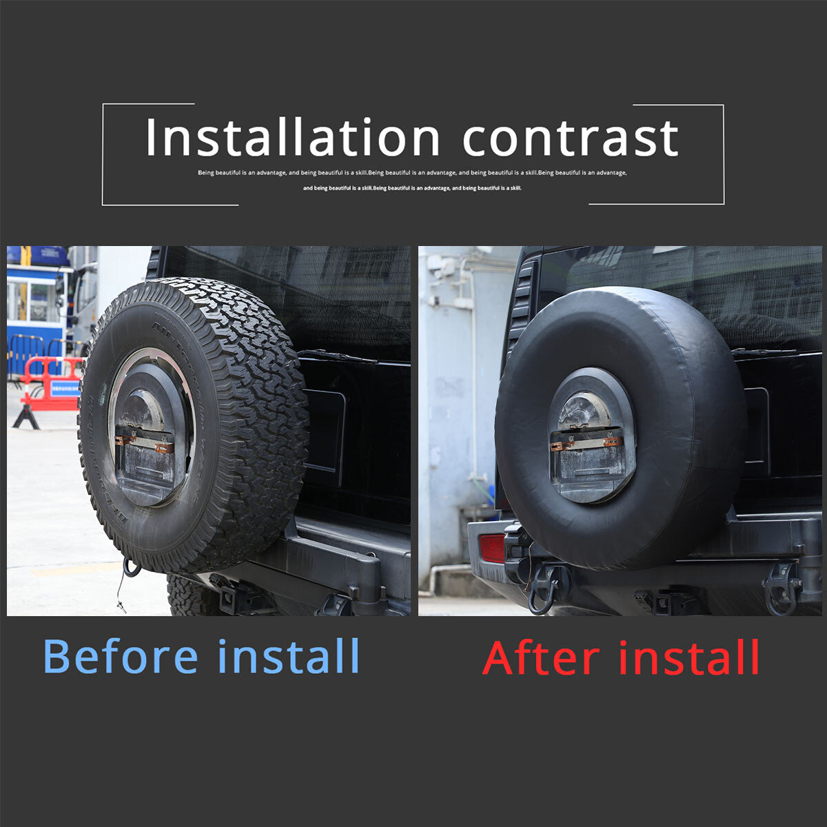 Leather wheel cover for spare tire on for Hummer H2 2003-2009, black.